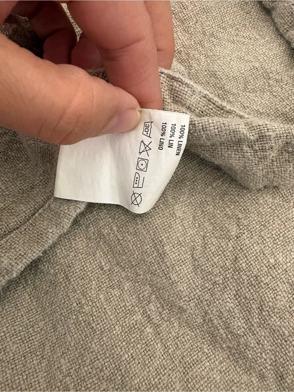 Crate and Barrel Beige Linen Apron with Navy Pig Graphic